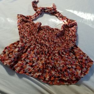 Size L crop floral peplum halter top🌶